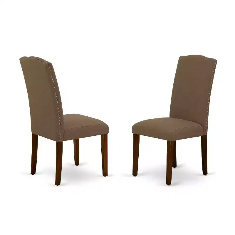 Round Dining Table Set - 36 Inch Table & 2 Chairs - Linen Fabric - Dark Coffee Finish