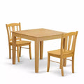 HomeStock 3-Pc Natural Brown Oak Finish Solid Wood Top Dining Table Set - Seats 2