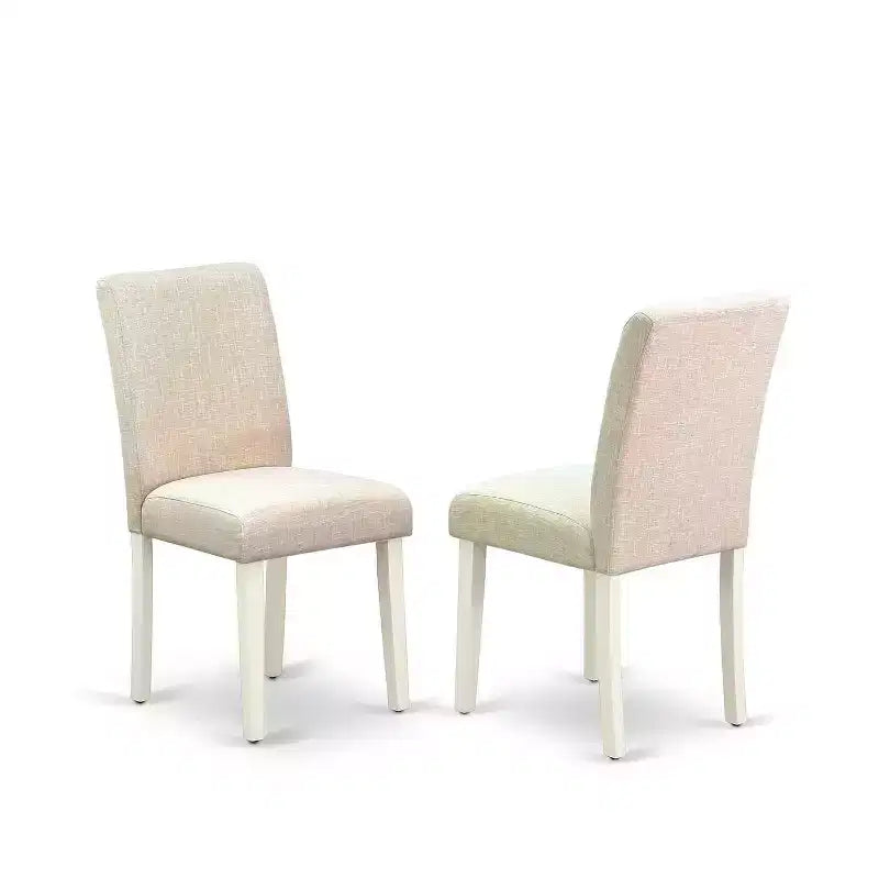 HomeStock 3-Piece Linen White Finish Rectangular Solid Wood Top with Butterfly Leaf Dining Table Set