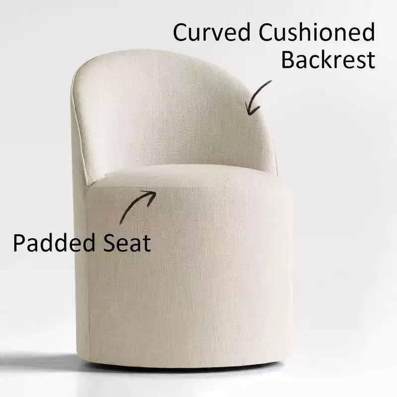 Dining Table Set for 4, Upholstered Barrel Chair with Castors and Round Pedestal Table for Kitchen or Breakfast Nook-Panipeachy