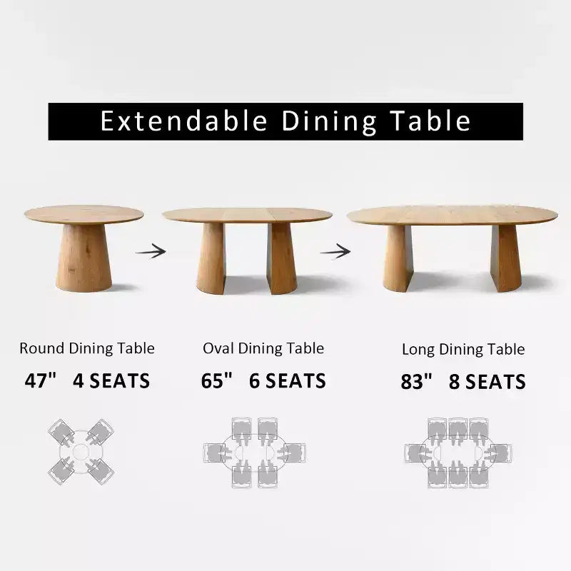 47-83 Extendable Dining Table Set for 4, Natural Wood-Tone Table and 4 Chenille Chairs with Metal Legs, Ideal for Kitchen-Panipeachy