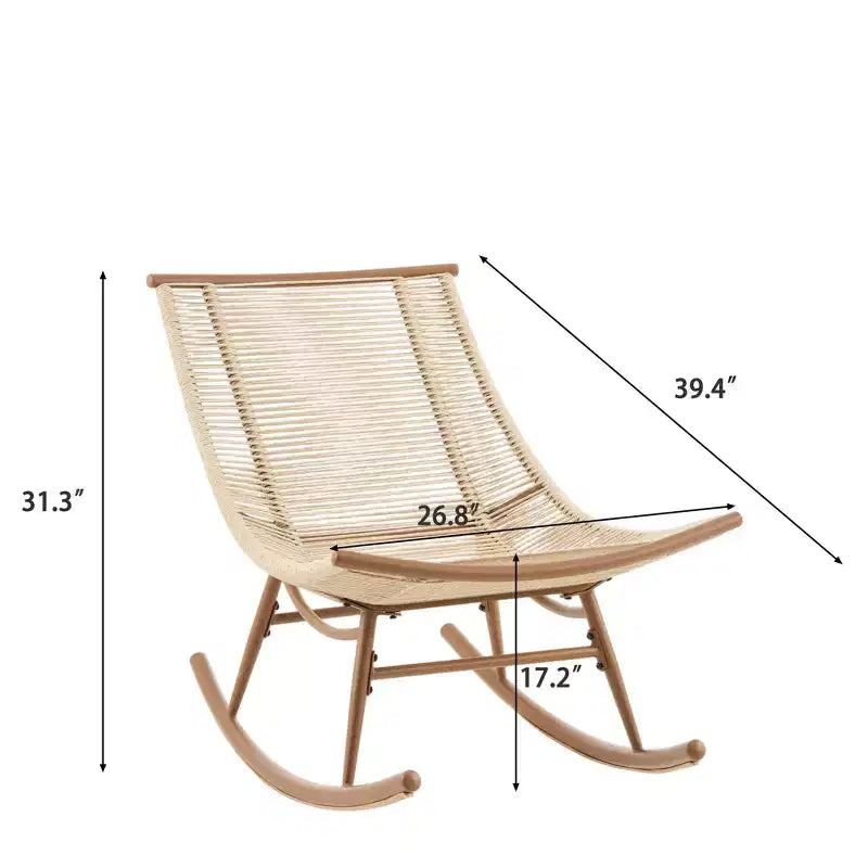 Christopher Knight Home Hanneli Farmhouse 2 Piece Patio Dining Set with Acacia Wood Table and Iron Rocking Chair