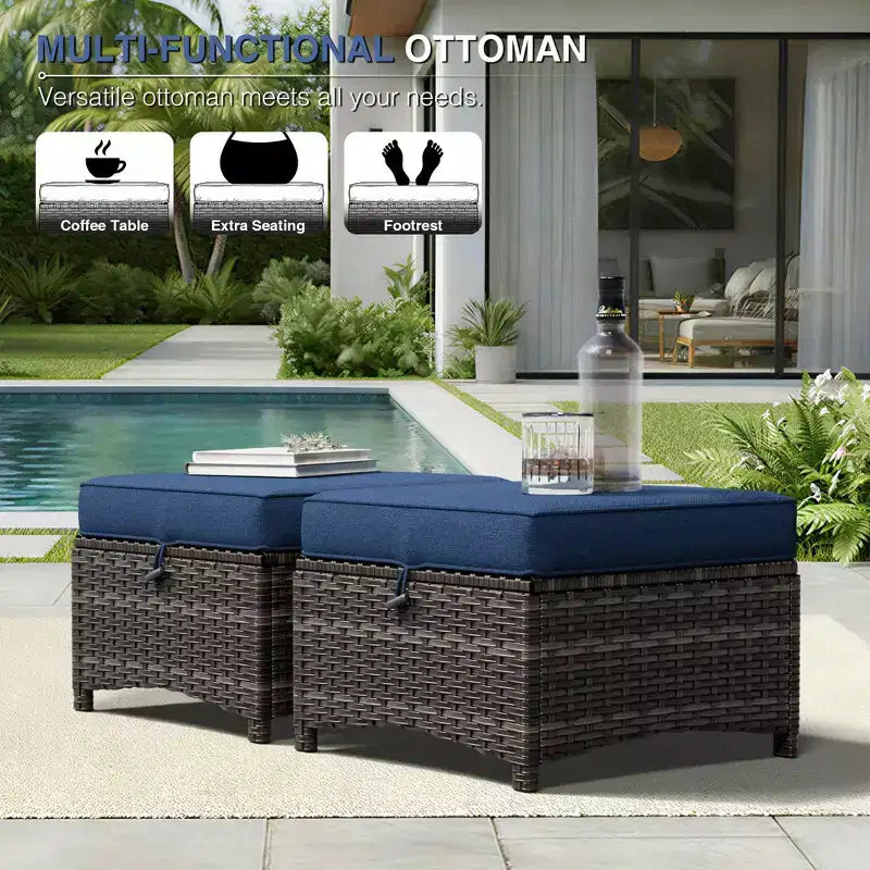 UPTIOT Premium Outdoor Lounge Set with Sofa, Swivel Chairs, and Ottoman for Ultimate Comfort and Style