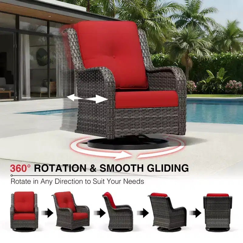 UPTIOT Premium Outdoor Lounge Set with Sofa, Swivel Chairs, and Ottoman for Ultimate Comfort and Style