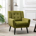 Velvet Button-Tufted Accent Chair with Wing Sides & Solid Wood Legs