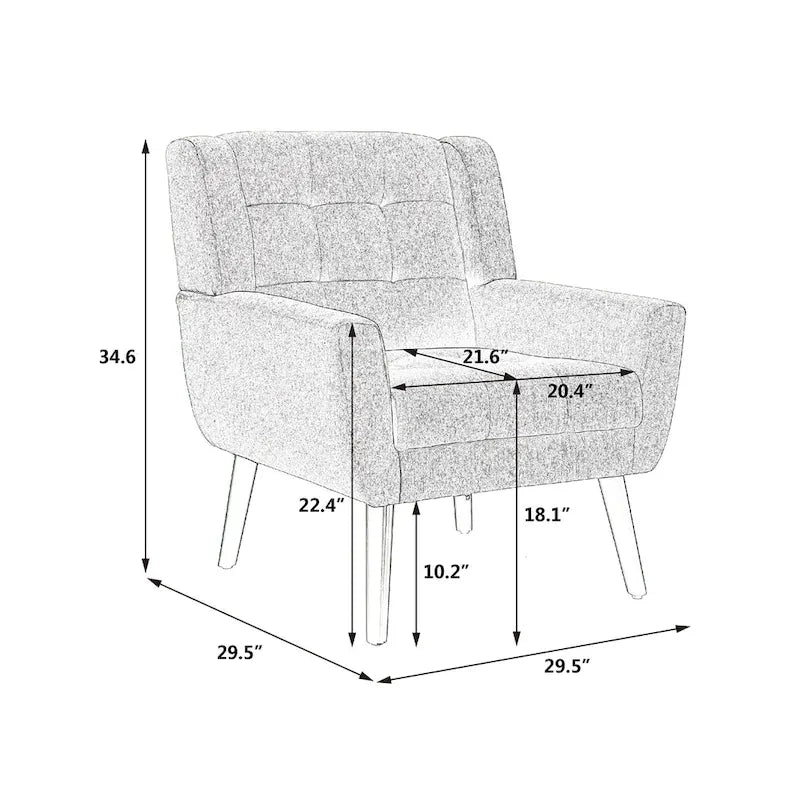 Velvet Button-Tufted Accent Chair with Wing Sides & Solid Wood Legs