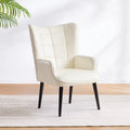 PU Leather Accent Chair with High Channel-Stitched Back & Solid Wood Legs
