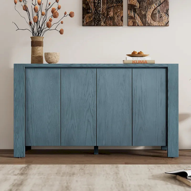4-Door Sideboard with Oak Veneer & Distressed Finish