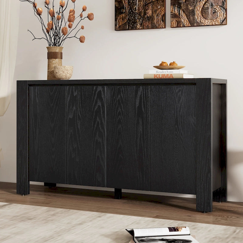4-Door Sideboard with Oak Veneer & Distressed Finish