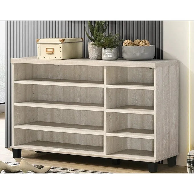 3-Door Shoe Cabinet with 6 Adjustable Shelves & Wood-Grain Finish – Hallway Storage