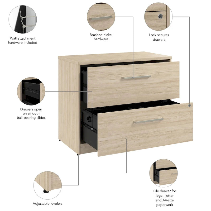 2-Drawer Lateral File Cabinet with Locking Drawers & Full-Extension Ball Bearing Slides