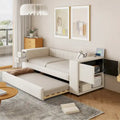 Twin Velvet Daybed with Pull-Out Trundle, Storage Drawers, Cabinet & USB Charging Port