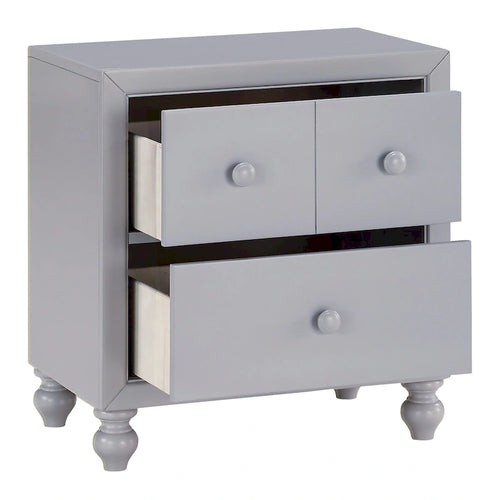 1pc Nightstand of Drawers Wood knobs Turned Feet