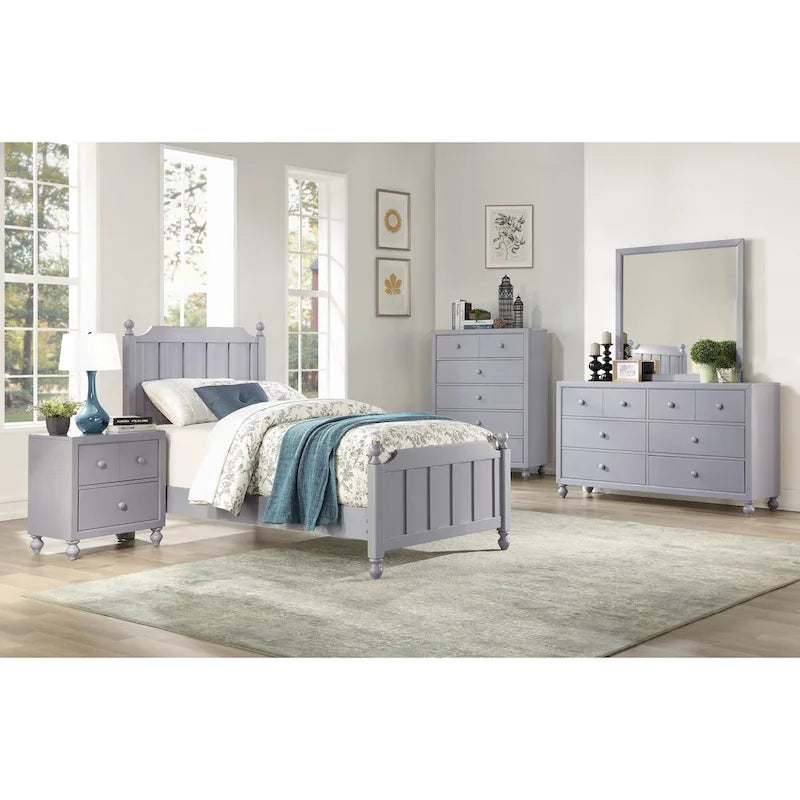 1pc Nightstand of Drawers Wood knobs Turned Feet