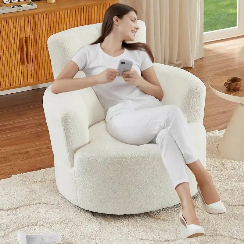360Swivel Chair Upholstered Accent Barrel Chair