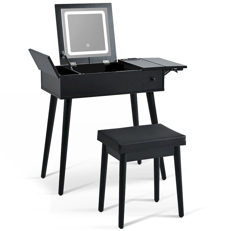 27.9 Makeup Vanity Desk with Flip Top Mirror and LED Light