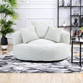 Oversized Round Accent Chair with High Wraparound Back, Chenille Upholstery & 3 Cushions