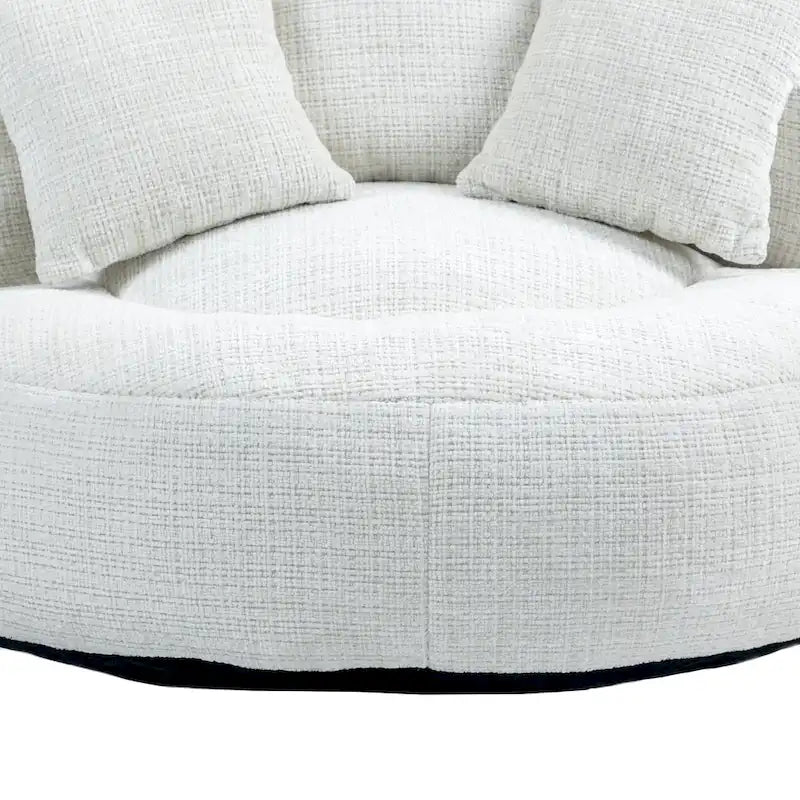 Oversized Round Accent Chair with High Wraparound Back, Chenille Upholstery & 3 Cushions