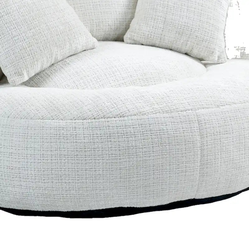 Oversized Round Accent Chair with High Wraparound Back, Chenille Upholstery & 3 Cushions