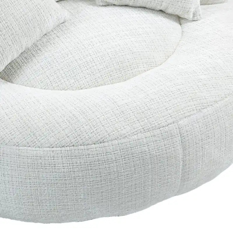 Oversized Round Accent Chair with High Wraparound Back, Chenille Upholstery & 3 Cushions