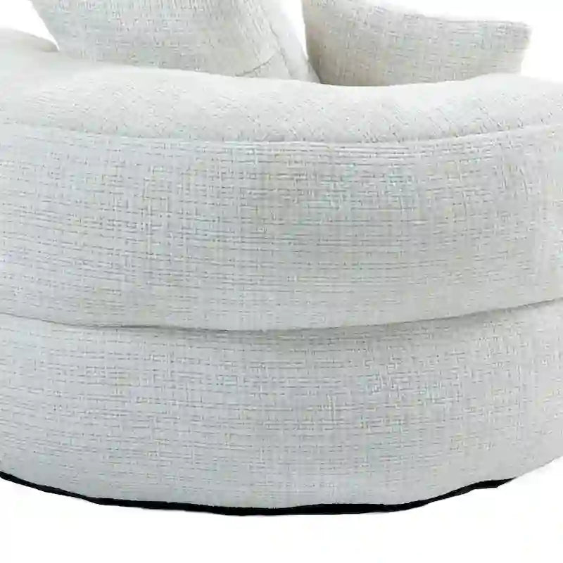 Oversized Round Accent Chair with High Wraparound Back, Chenille Upholstery & 3 Cushions