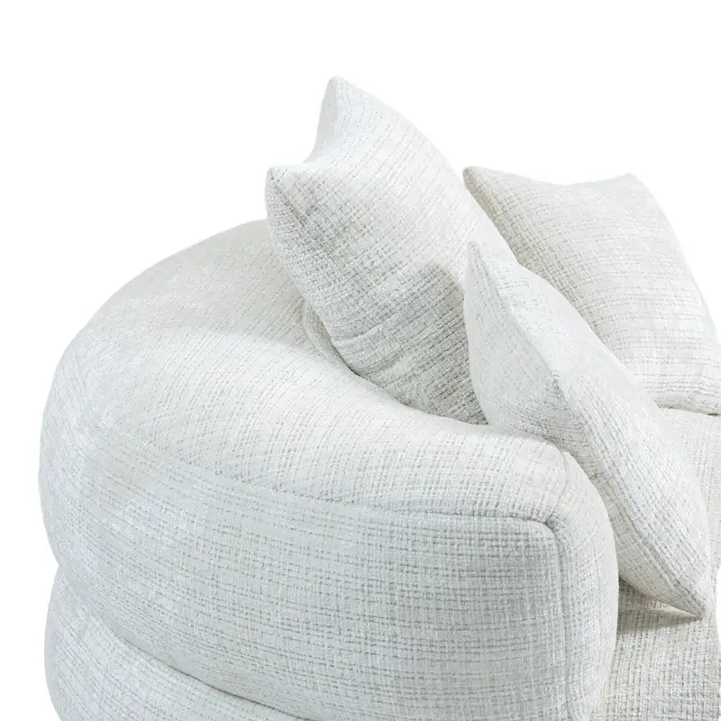 Oversized Round Accent Chair with High Wraparound Back, Chenille Upholstery & 3 Cushions
