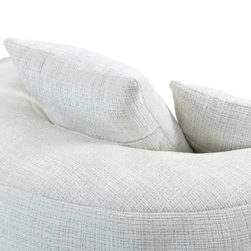 Oversized Round Accent Chair with High Wraparound Back, Chenille Upholstery & 3 Cushions