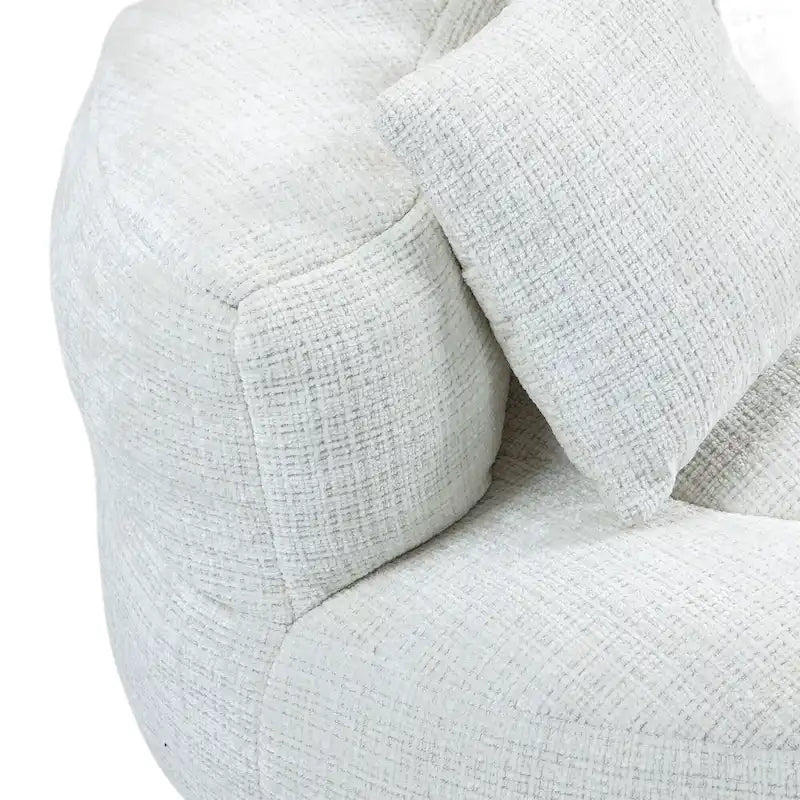 Oversized Round Accent Chair with High Wraparound Back, Chenille Upholstery & 3 Cushions