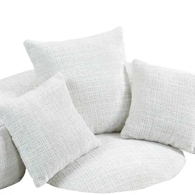 Oversized Round Accent Chair with High Wraparound Back, Chenille Upholstery & 3 Cushions