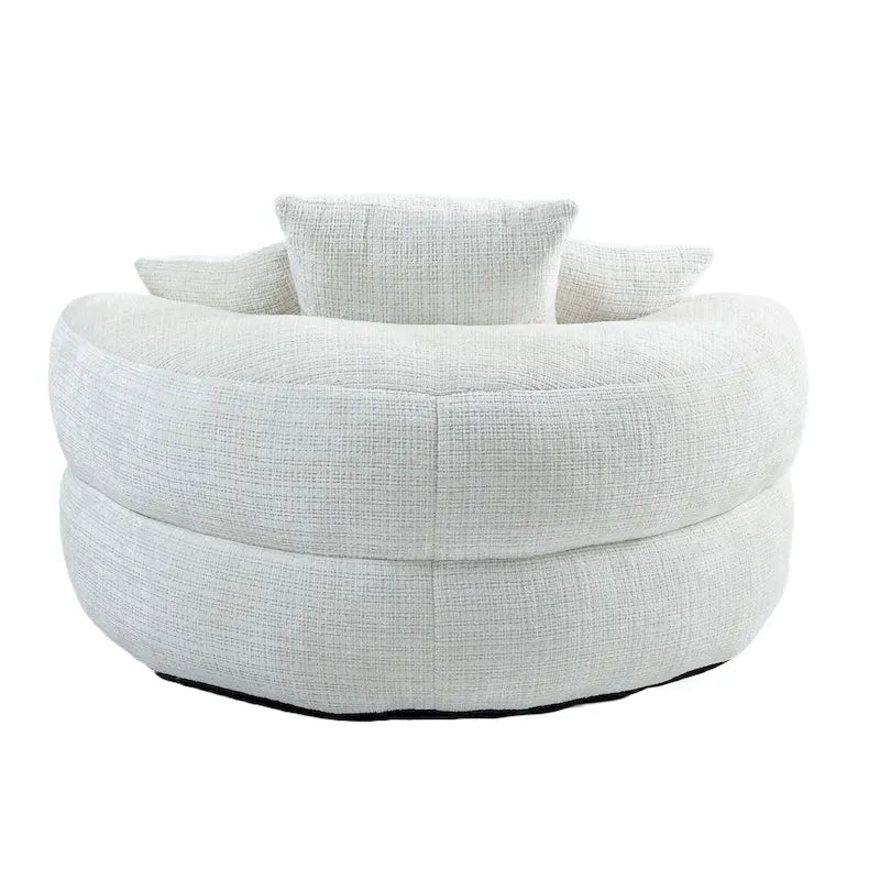 Oversized Round Accent Chair with High Wraparound Back, Chenille Upholstery & 3 Cushions