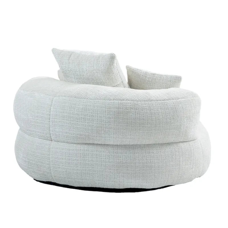 Oversized Round Accent Chair with High Wraparound Back, Chenille Upholstery & 3 Cushions