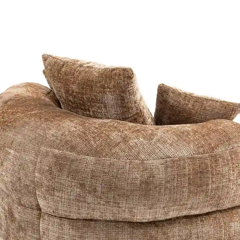 Oversized Round Accent Chair with High Wraparound Back, Chenille Upholstery & 3 Cushions