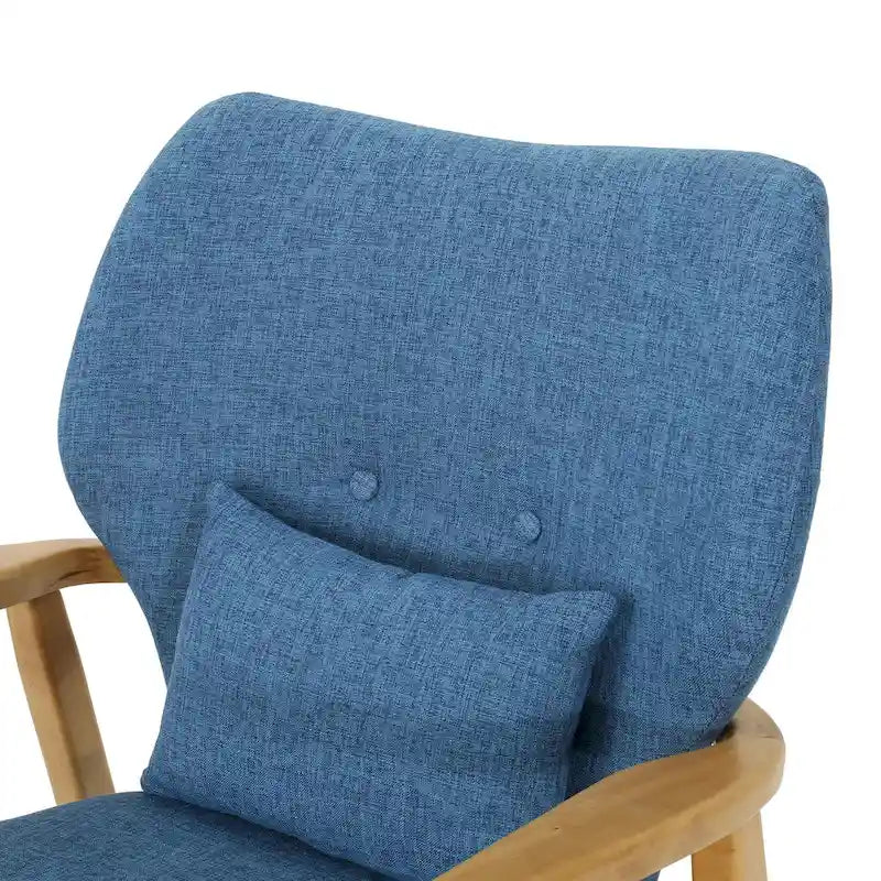 Solid Wood Rocking Chair with Linen Seat & Back Cushions