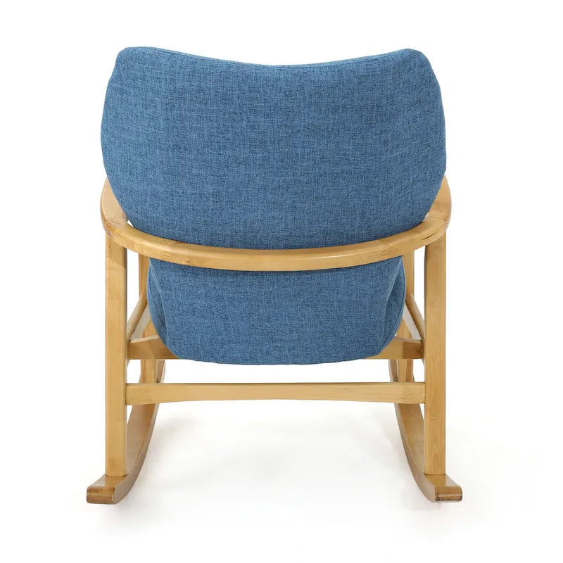 Solid Wood Rocking Chair with Linen Seat & Back Cushions