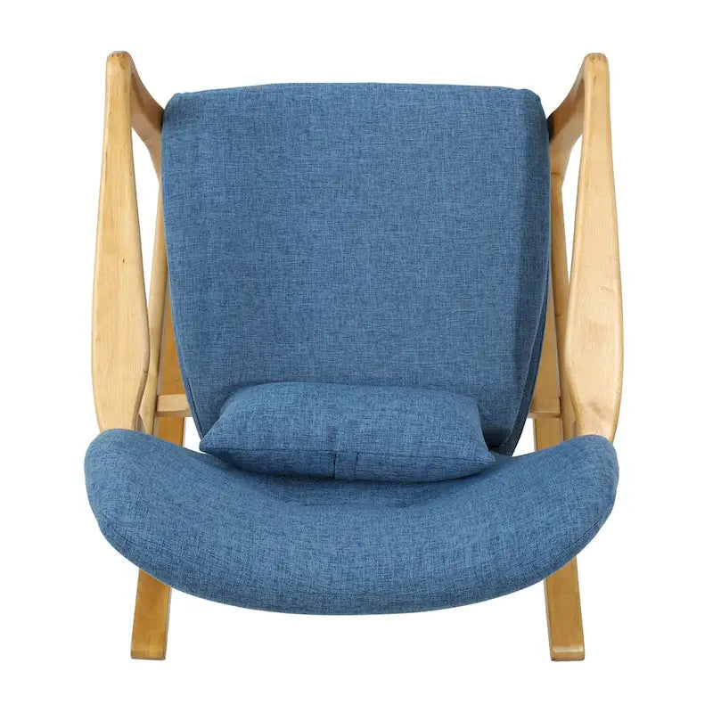 Solid Wood Rocking Chair with Linen Seat & Back Cushions