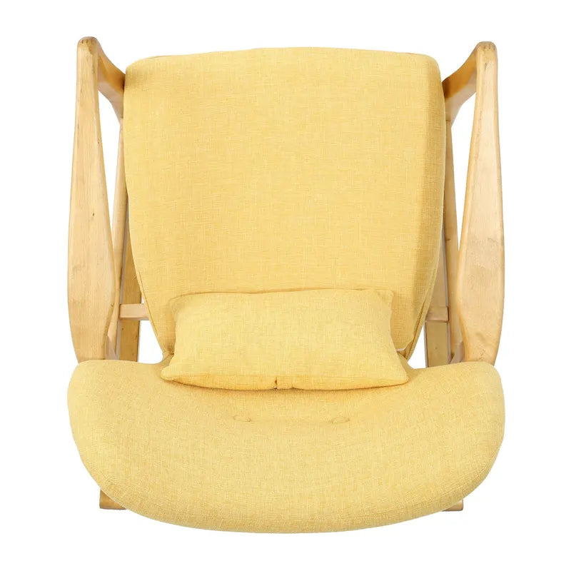 Solid Wood Rocking Chair with Linen Seat & Back Cushions