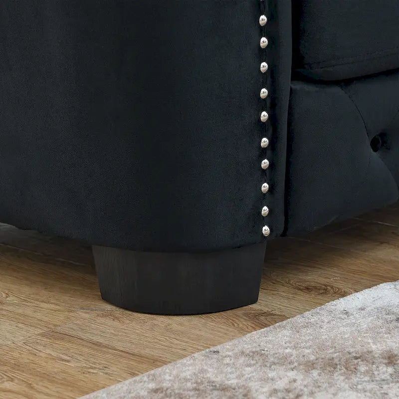 77 Chesterfield Velvet Button-tufted 3-Seater Sofa with Nailhead Decoration