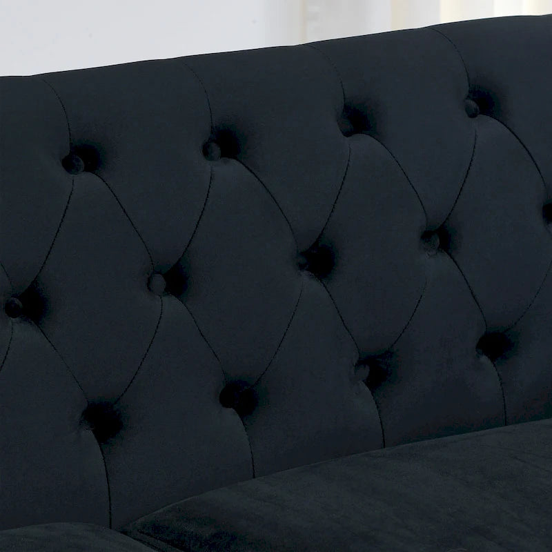 77 Chesterfield Velvet Button-tufted 3-Seater Sofa with Nailhead Decoration