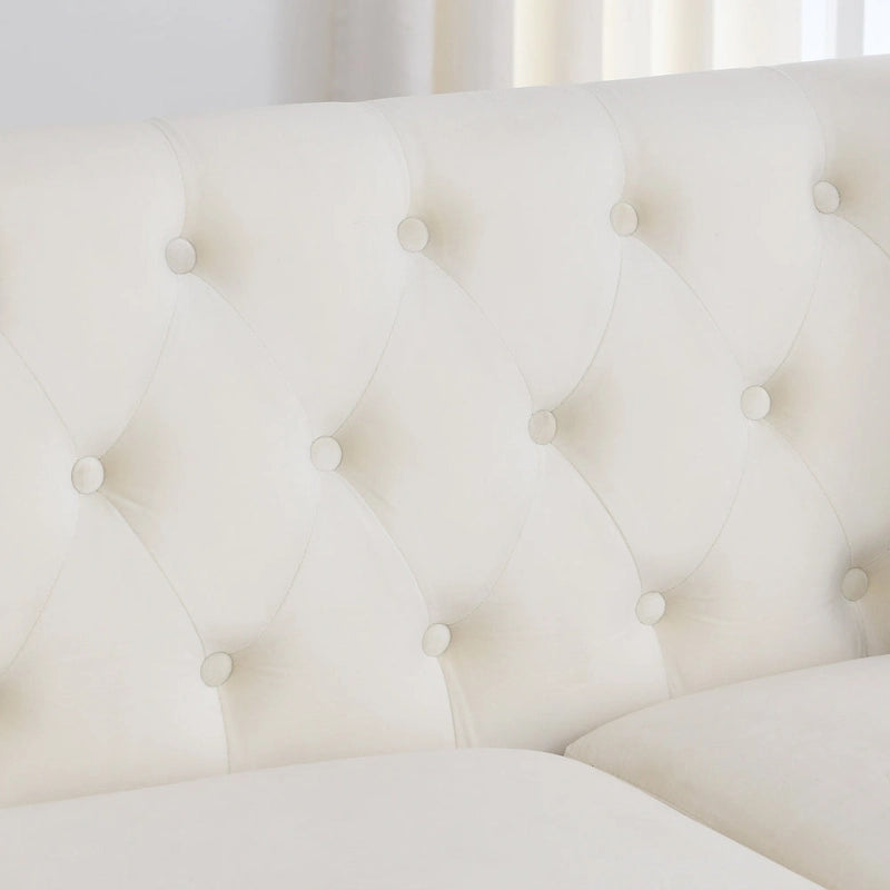 77 Chesterfield Velvet Button-tufted 3-Seater Sofa with Nailhead Decoration