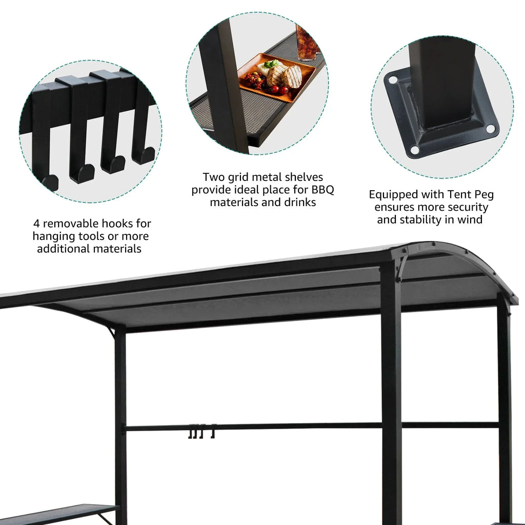 Outdoor 5 ft. x 8 ft. Steel Frame Grill Gazebo Canopy Barbecue Shelter