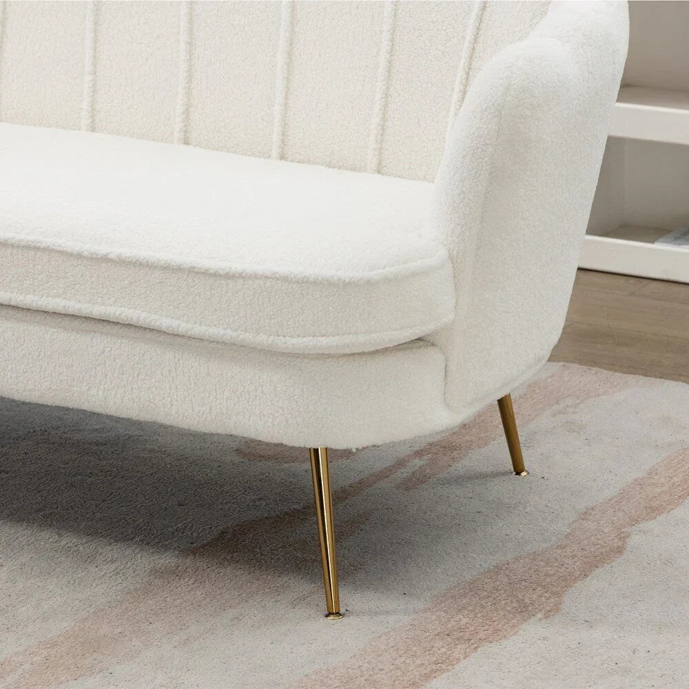 Small Mini Room Couch Two-Seater Sofa with Gold Metal Leg - 2 Seat