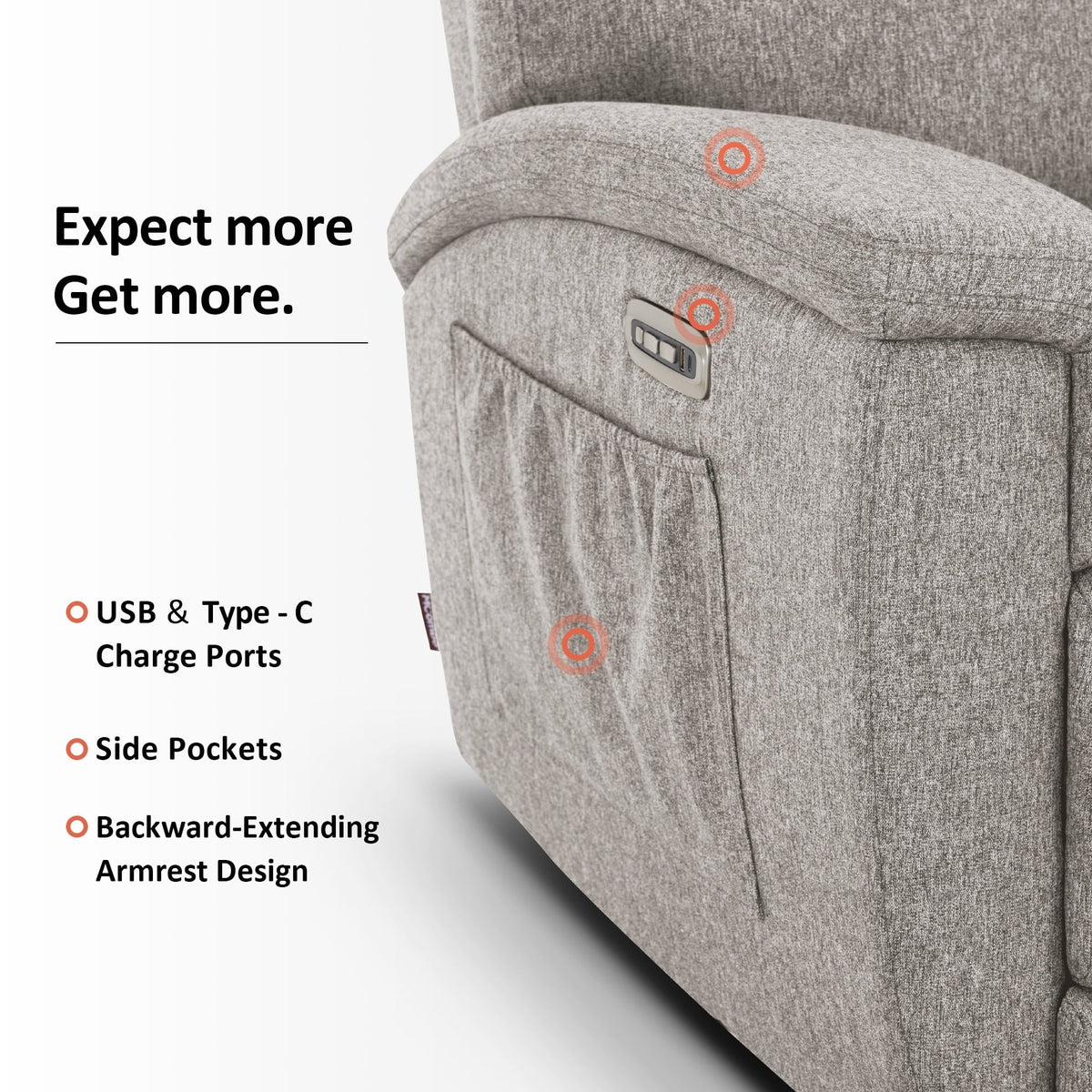 MCombo 60.2 Power Loveseat Recliner Sofa with Massage and Dual Heating, Adjustable Headrest, USB & Type C Port, Fabric