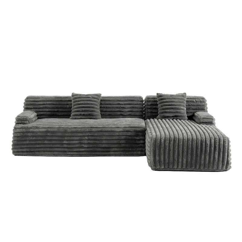 Cloud Sectional Sofa, Modern Upholstered Couch with 2 Throw Pillows, Free-Combined Sofa, Modular Sectional L Shaped Couch