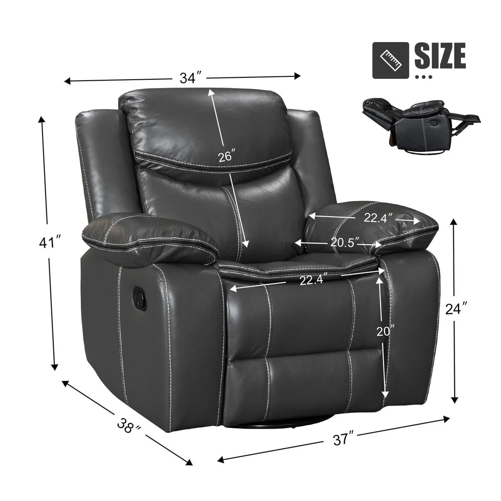 Wide Seat Durable Leather Massage and Heat Recliner