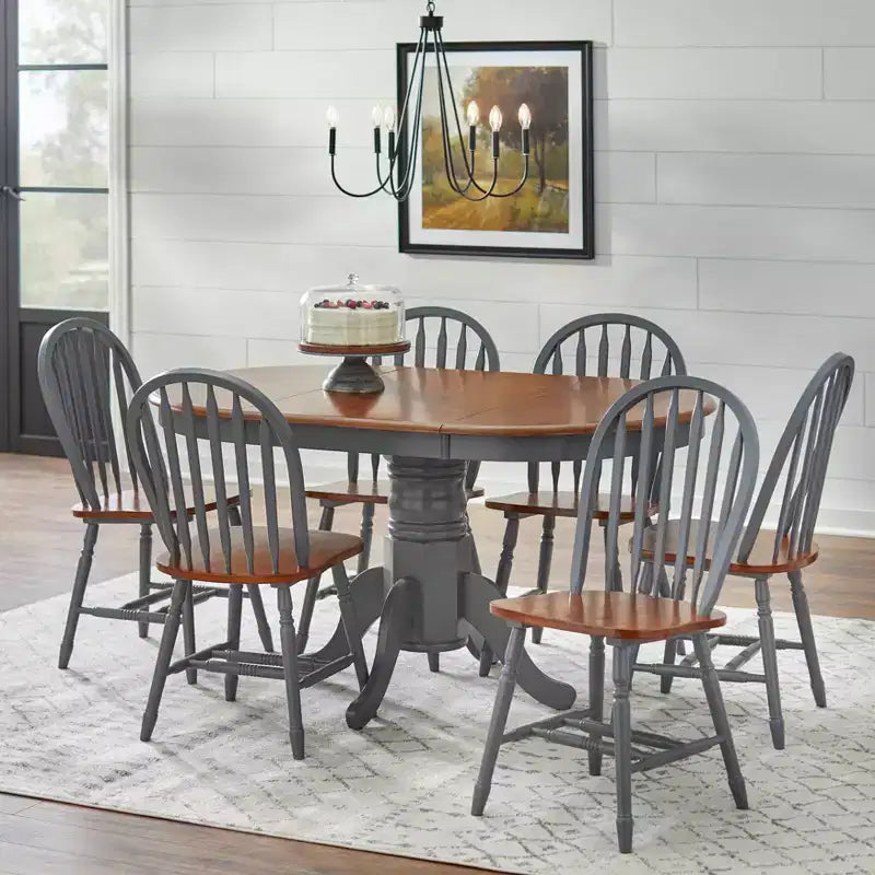 Buylateral 7pc Lancaster Farmhouse Solid Wood Extendable Dining Table Set
