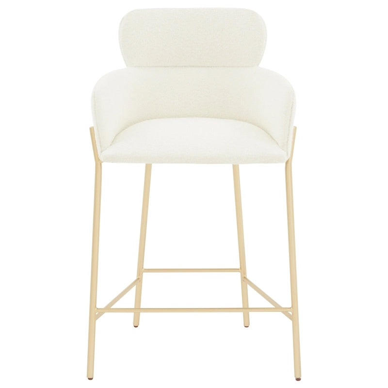 Velvet Wraparound Counter Stool with Gold Metal Frame