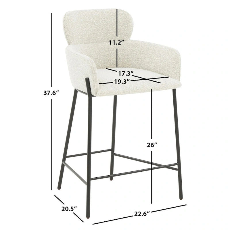 Velvet Wraparound Counter Stool with Gold Metal Frame