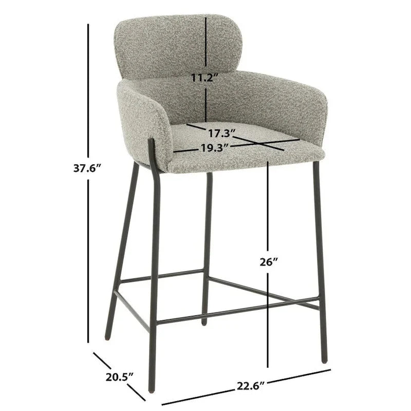 Velvet Wraparound Counter Stool with Gold Metal Frame