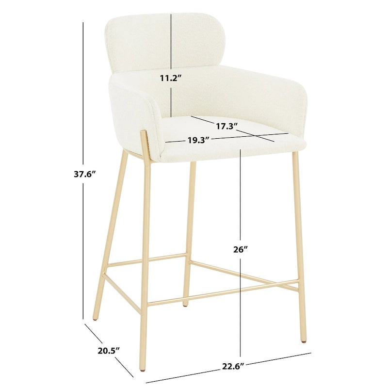 Velvet Wraparound Counter Stool with Gold Metal Frame