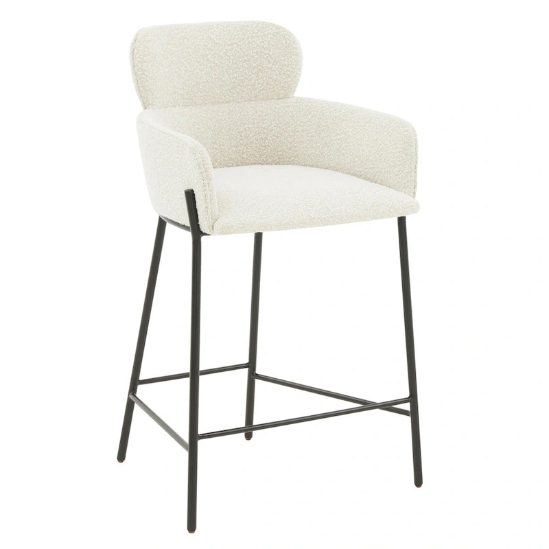 Velvet Wraparound Counter Stool with Gold Metal Frame